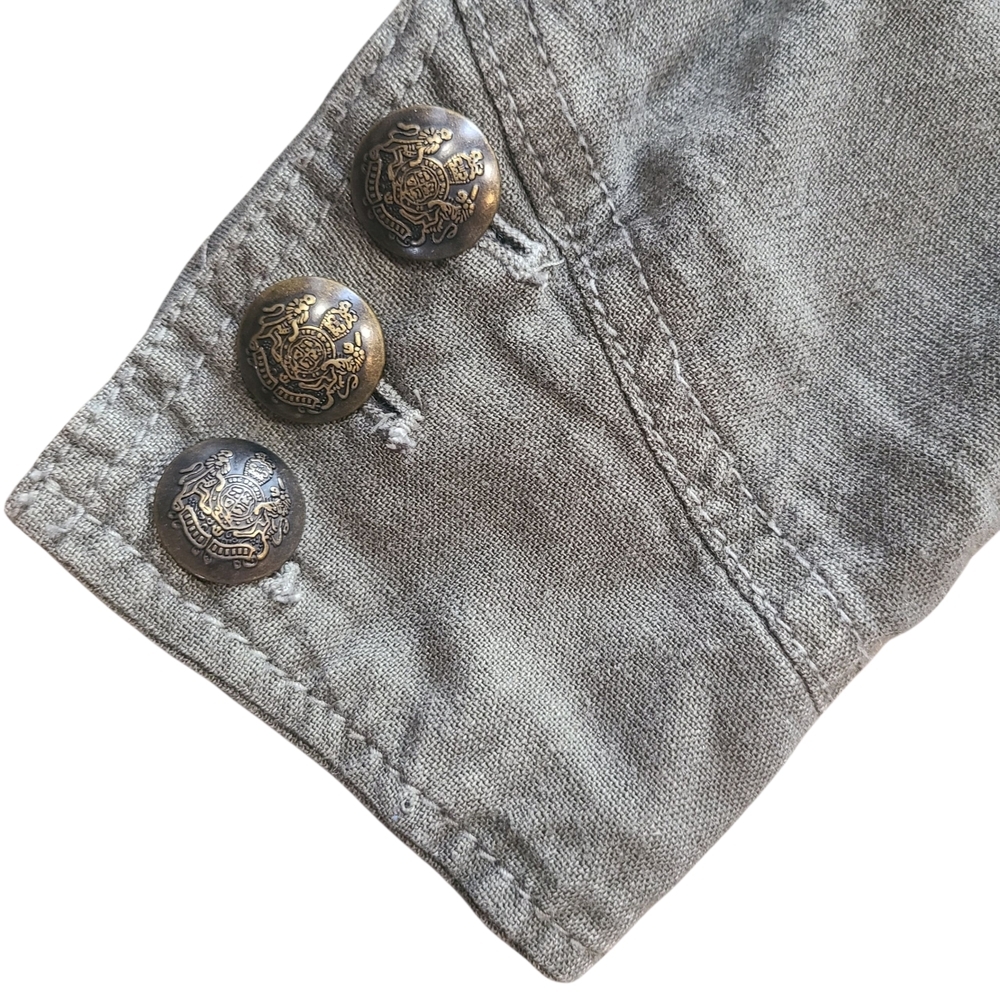 Free People Emilia Military Jacket Belted Lace Hem Utility Olive Small - Picture 9 of 14